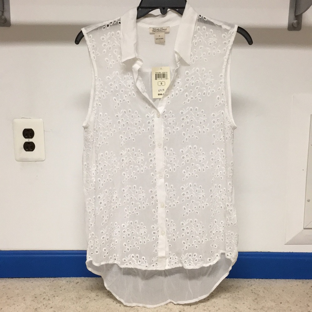 NWT Lucky Sheer Lace Sleeveless Blouse - Size S